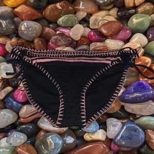 Black and Pink Crochet Bikini Bottom